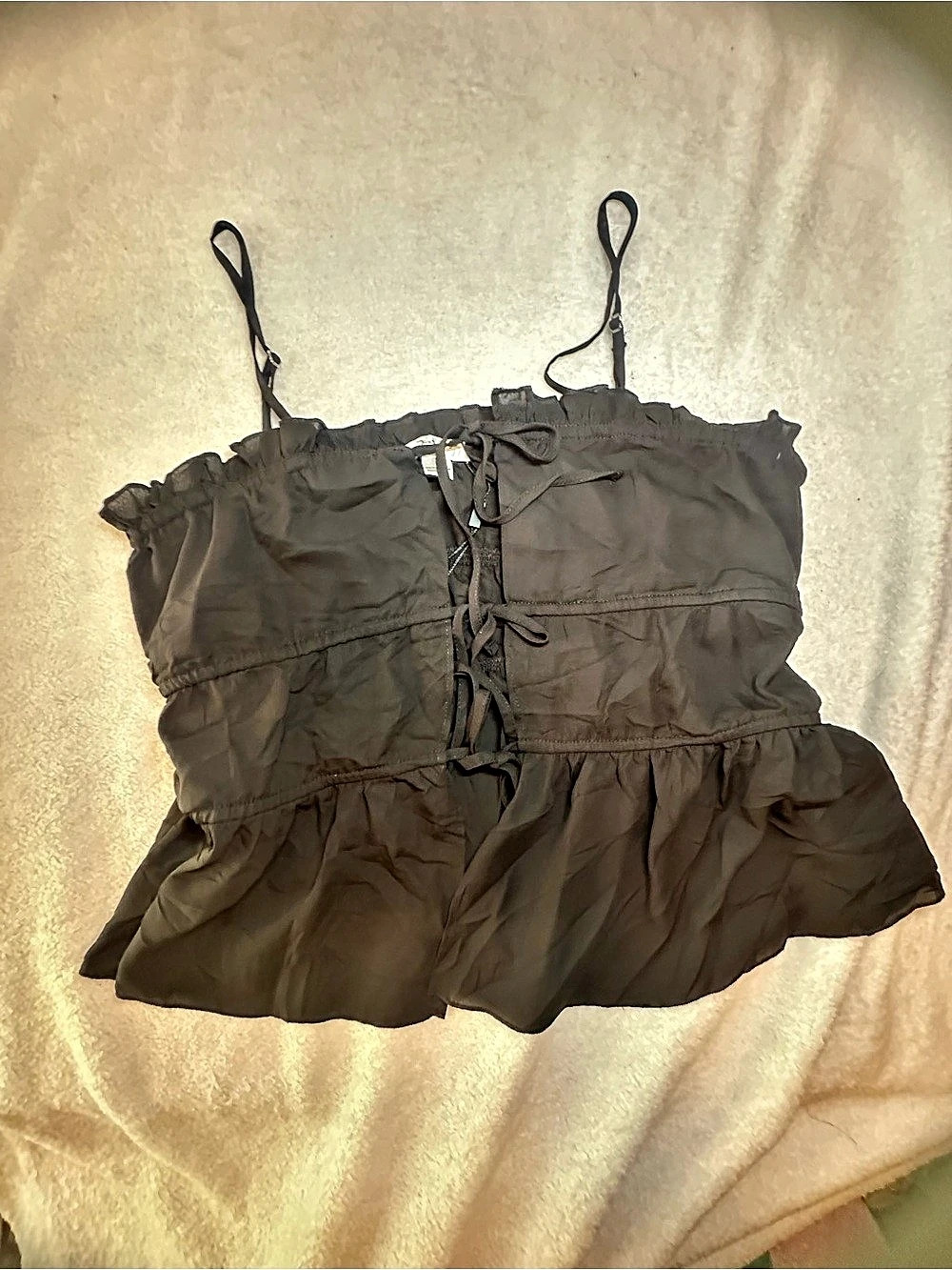 Vigoss Black Lace-Up Camisole Size Large